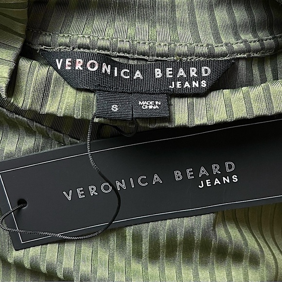 NWT VERONICA BEARD Shimmering Rib Knit Jersey Ruched Sleeveless Mockneck Top S - Picture 5 of 8